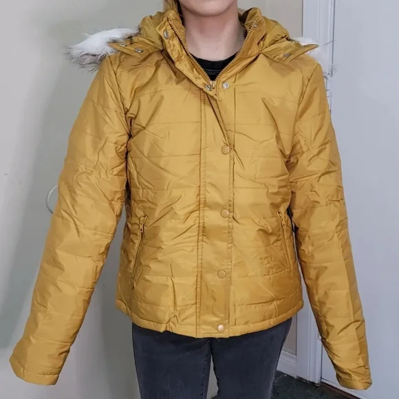 Women's mustard full zip hood jackets Size Medium/Small - Picture 1 of 8